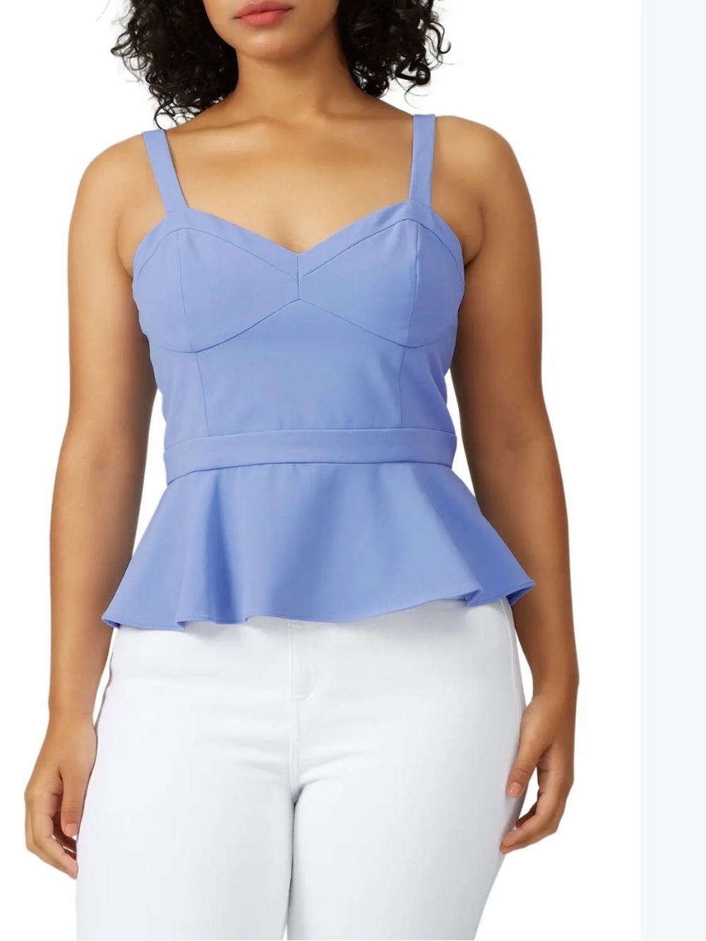 Marsha Top by Parker Blue Camisole Top Sweetheart Neckline Peplum Bustier